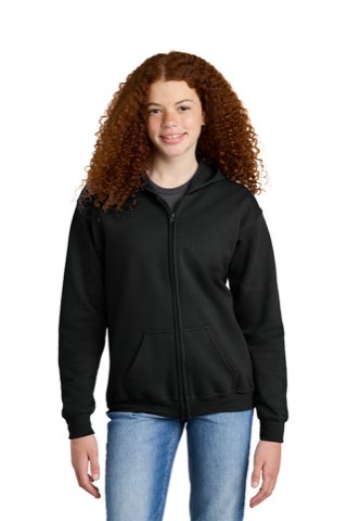 Youth Heavy Blend Full-Zip Hooded Sweatshirt - Gildan 18600B, ready for custom embroidery or printing