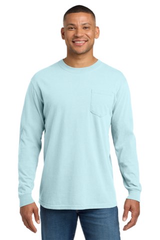 Heavyweight Ring Spun Long Sleeve Pocket Tee - Comfort Colors 4410, ready for custom embroidery or printing