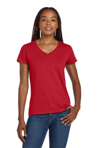 Women's Heavy Cotton 100% Cotton V-Neck T-Shirt - Gildan 5V00L, ready for custom embroidery or printing