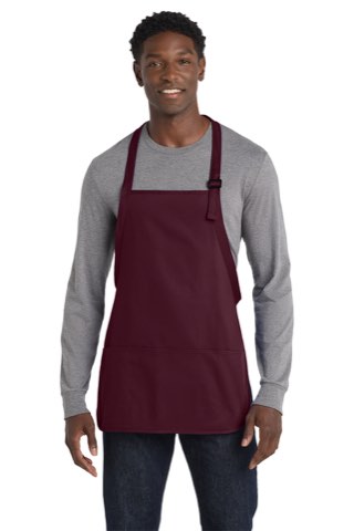 Medium-Length Apron with Pouch Pockets - Port Authority A510, ready for custom embroidery or printing