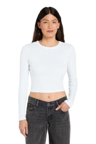 Women's Micro Rib Long Sleeve Baby Tee - Bella+Canvas BC1501, ready for custom embroidery or printing
