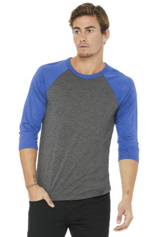 Unisex 3/4-Sleeve Baseball Tee - Bella+Canvas BC3200, ready for custom embroidery or printing