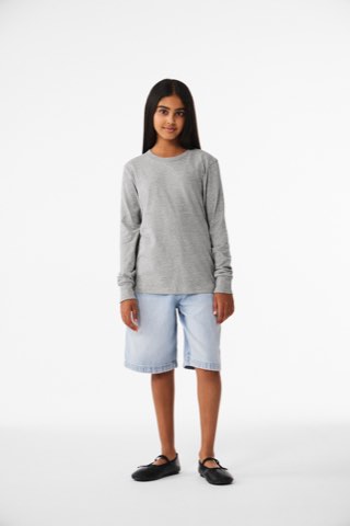 Youth Heather CVC Long Sleeve Tee - Bella+Canvas BC3501YCVC, ready for custom embroidery or printing
