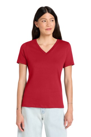 Women's Relaxed Jersey Short Sleeve V-Neck Tee - Bella+Canvas BC6405, ready for custom embroidery or printing