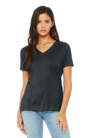 Women's Relaxed Heather CVC V-Neck Tee - Bella+Canvas BC6405CVC, ready for custom embroidery or printing