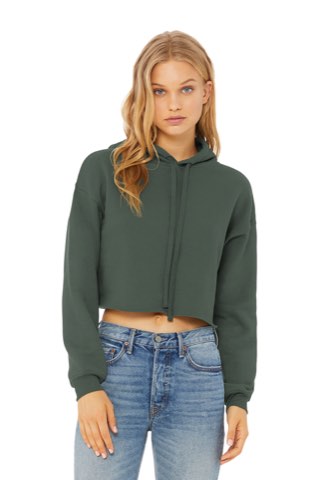 Women's Sponge Fleece Cropped Fleece Hoodie - Bella+Canvas BC7502, ready for custom embroidery or printing