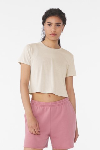 Women's Flowy Cropped Tee - Bella+Canvas BC8882, ready for custom embroidery or printing