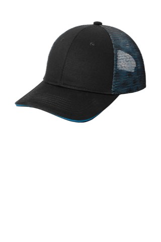 Double Mesh Snapback Sandwich Bill Cap - Port Authority C818, ready for custom embroidery or printing