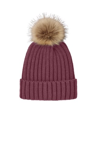 Faux Fur Pom Beanie - Port Authority C990, ready for custom embroidery or printing