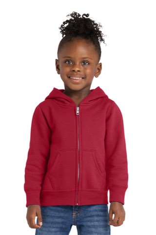 Toddler Core Fleece Full-Zip Hooded Sweatshirt - Port & Company CAR78TZH, ready for custom embroidery or printing