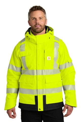 ANSI 107 Class 3 Waterproof Heavyweight Insulated Jacket - Carhartt CT106694, ready for custom embroidery or printing
