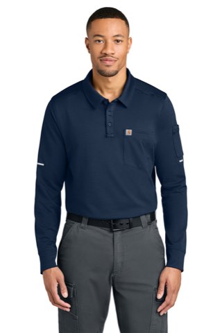 FLD & RSCU Long Sleeve Polo - Carhartt CTC16129, ready for custom embroidery or printing
