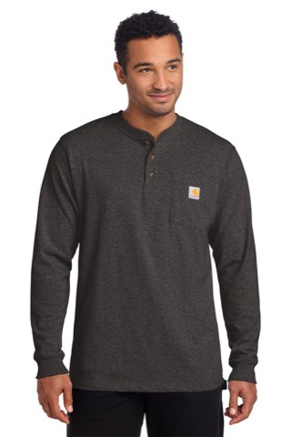 Long Sleeve Henley T-Shirt - Carhartt CTK128, ready for custom embroidery or printing