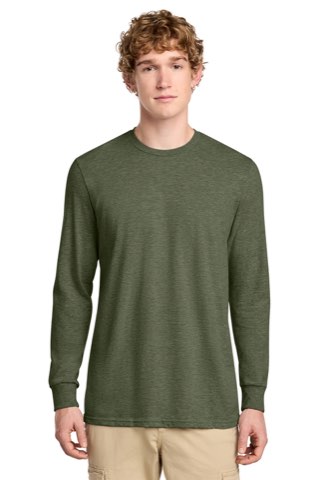 Perfect Blend CVC Long Sleeve Tee - District DT109, ready for custom embroidery or printing