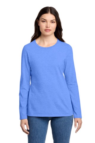 Women's Perfect Blend CVC Long Sleeve Tee - District DT110, ready for custom embroidery or printing