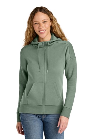 Women's Perfect Weight Fleece Drop Shoulder Full-Zip Hoodie - District DT1104, ready for custom embroidery or printing