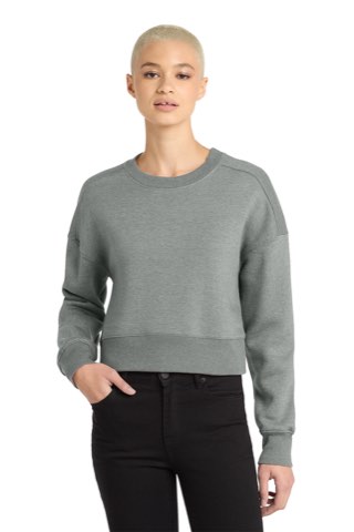 Women's Perfect Weight Fleece Cropped Crew - District DT1105, ready for custom embroidery or printing