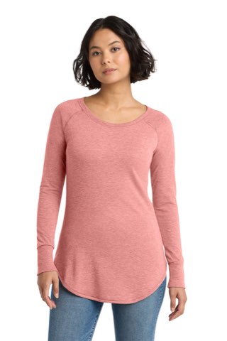 Women's Perfect Tri Long Sleeve Tunic Tee - District DT132L, ready for custom embroidery or printing