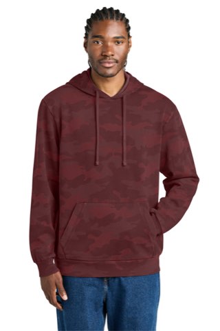 Wash Camo Fleece Hoodie - District DT2200C, ready for custom embroidery or printing