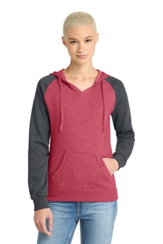 Women's Lightweight Fleece Raglan Hoodie - District DT296, ready for custom embroidery or printing