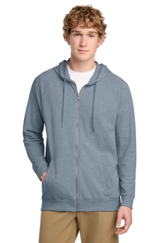 Featherweight French Terry Full-Zip Hoodie - District DT573, ready for custom embroidery or printing