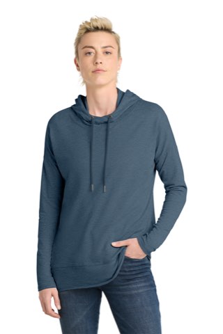Women's Featherweight French Terry Hoodie - District DT671, ready for custom embroidery or printing