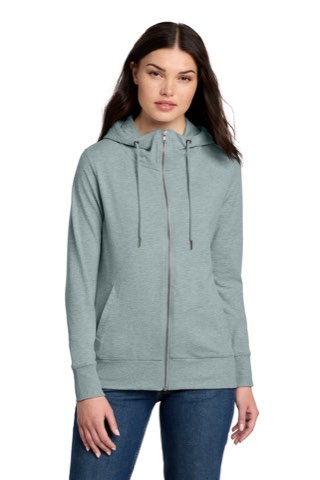 Women's Featherweight French Terry Full-Zip Hoodie - District DT673, ready for custom embroidery or printing