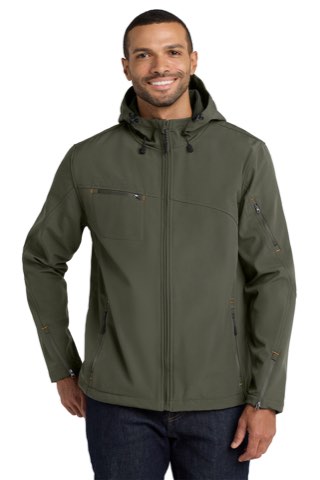 Textured Hooded Soft Shell Jacket - Port Authority J706, ready for custom embroidery or printing