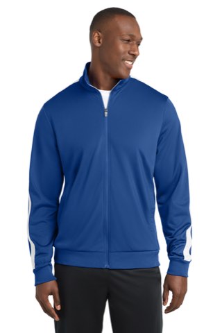 Tricot Sleeve Stripe Track Jacket - Sport-Tek JST94, ready for custom embroidery or printing