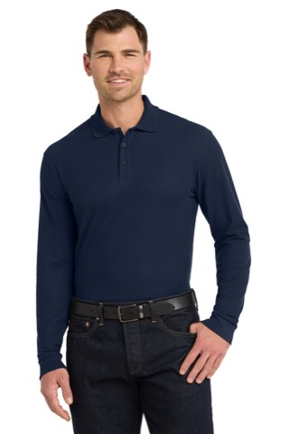 Long Sleeve Core Classic Pique Polo - Port Authority K100LS, ready for custom embroidery or printing
