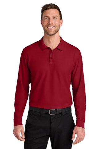 Wearever Signature Pique Long Sleeve Polo - Port Authority K200LS, ready for custom embroidery or printing
