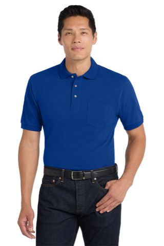 Heavyweight Cotton Pique Polo with Pocket - Port Authority K420P, ready for custom embroidery or printing
