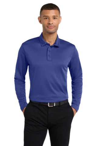Silk Touch Performance Long Sleeve Polo - Port Authority K540LS, ready for custom embroidery or printing