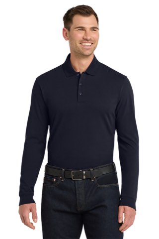 EZCotton Long Sleeve Polo - Port Authority K8000LS, ready for custom embroidery or printing
