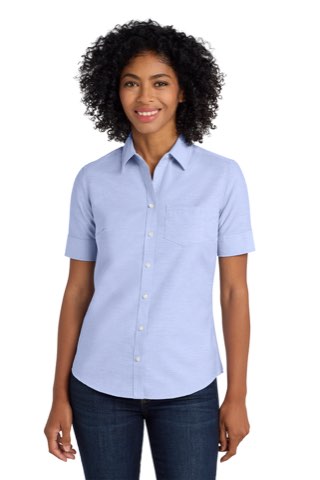Women's Short Sleeve SuperPro Oxford Shirt - Port Authority L659, ready for custom embroidery or printing