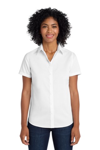 Women's Short Sleeve SuperPro Twill Shirt - Port Authority L664, ready for custom embroidery or printing