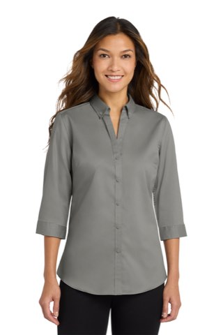 Women's 3/4-Sleeve SuperPro Twill Shirt - Port Authority L665, ready for custom embroidery or printing