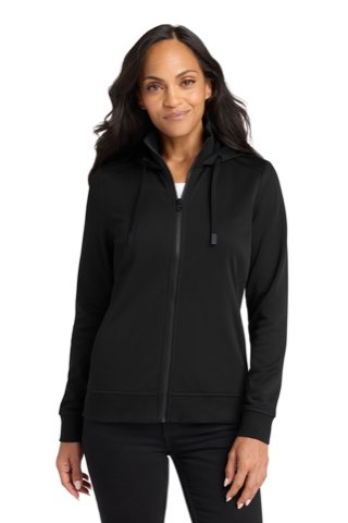 Women's Smooth Fleece Hooded Jacket - Port Authority L814, ready for custom embroidery or printing