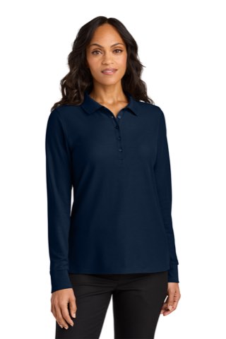 Women's Wearever Signature Pique Long Sleeve Polo - Port Authority LK200LS, ready for custom embroidery or printing