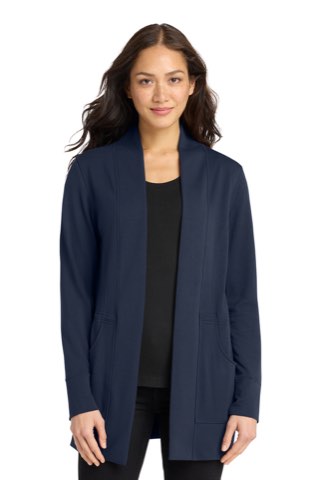 Women's Microterry Cardigan - Port Authority LK825, ready for custom embroidery or printing