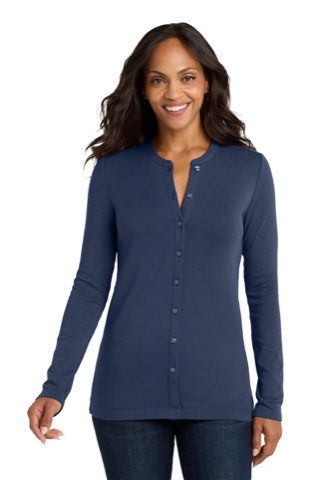 Women's Concept Stretch Button-Front Cardigan - Port Authority LM1008, ready for custom embroidery or printing