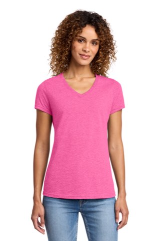 Women's Fan Favorite Blend V-Neck Tee - Port & Company LPC455V, ready for custom embroidery or printing