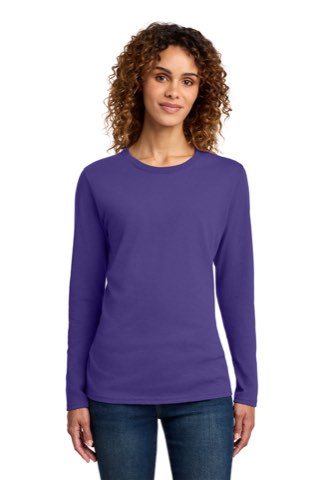 Women's Long Sleeve Core Cotton Tee - Port & Company LPC54LS, ready for custom embroidery or printing