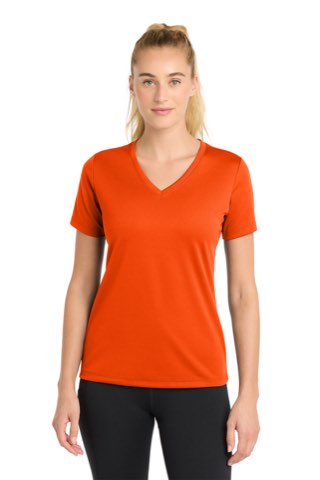 Women's PosiCharge RacerMesh V-Neck Tee - Sport-Tek LST340, ready for custom embroidery or printing