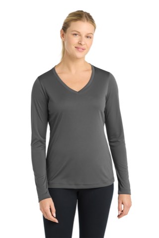 Women's Long Sleeve PosiCharge Competitor V-Neck Tee - Sport-Tek LST353LS, ready for custom embroidery or printing