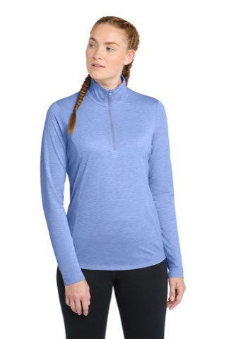 Women's PosiCharge Tri-Blend Wicking 1/4-Zip Pullover - Sport-Tek LST407, ready for custom embroidery or printing