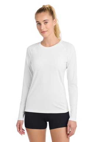 Women's Long Sleeve Rashguard Tee - Sport-Tek LST470LS, ready for custom embroidery or printing