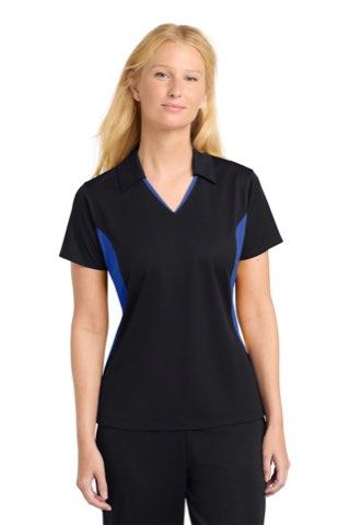 Women's Side Blocked Micropique Sport-Wick Polo - Sport-Tek LST655, ready for custom embroidery or printing