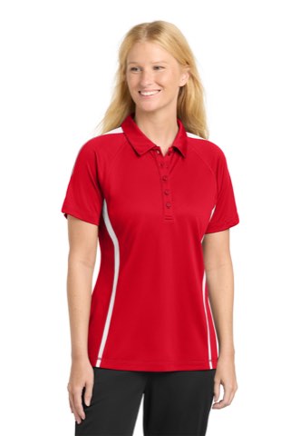 Women's PosiCharge Micro-Mesh Colorblock Polo - Sport-Tek LST685, ready for custom embroidery or printing