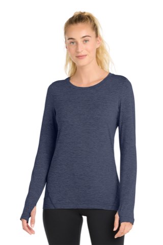 Women's Exchange 1.5 Long Sleeve Crew - Sport-Tek LST710, ready for custom embroidery or printing